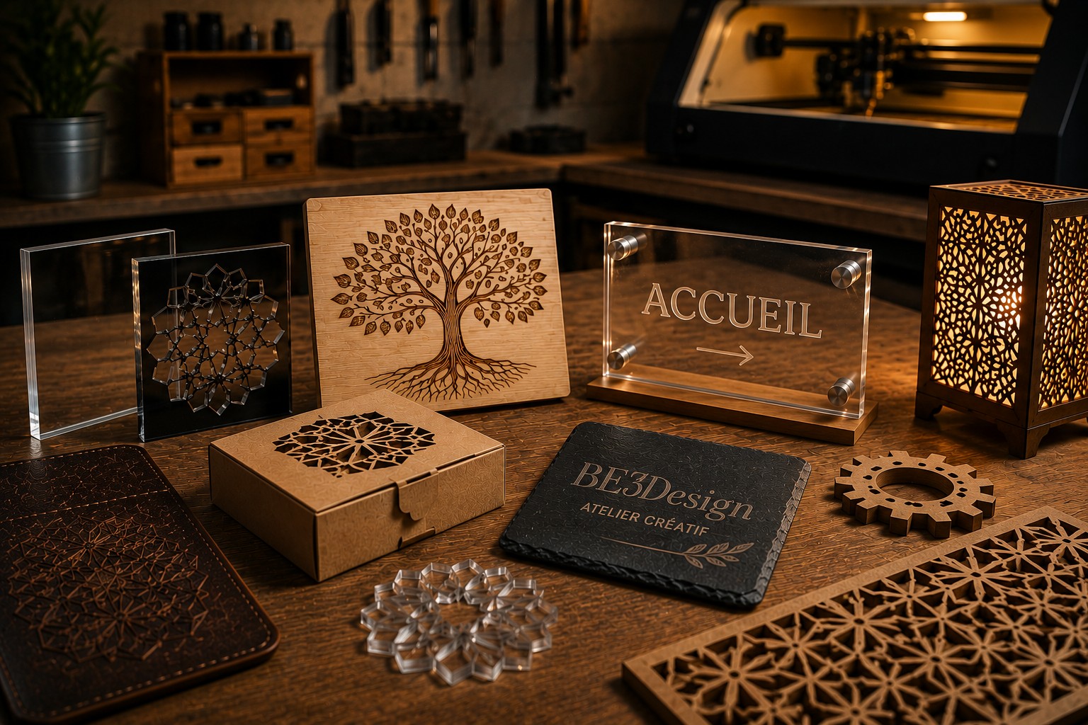 Objets personnalisés et décoration réalisés par découpe laser